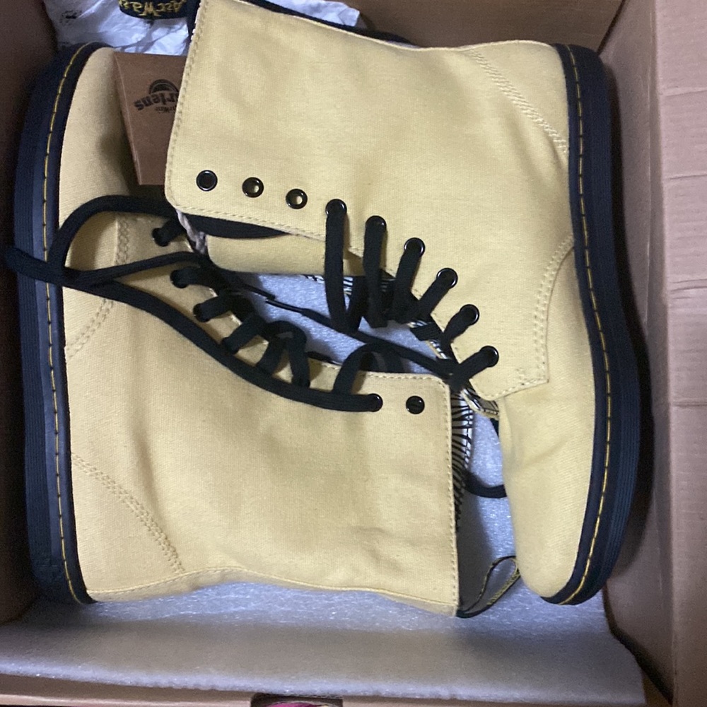 Doc Martens Stratford Acid Yellow Canvas Fold Down Boots size 10